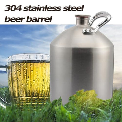 Mini Stainless Steel Beer Keg,Beer Keg,Stainless Steel Beer Barrel with Seal Knob Cover for Home Kitchen Brewing Beer,for Camping Hiking Homebrewing Keep Beverage Fresh,2 Liters - size: 2 Liters
