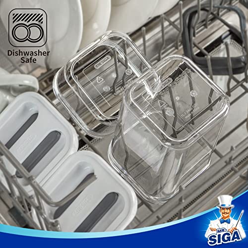 MR.SIGA 4 Pack Airtight Food Storage Container Set, BPA Free Kitchen Pantry Organization Canisters, One-handed Airtight Cereal Snack Candy Storage Containers, 360ml / 12.2oz, Small, White - color: White