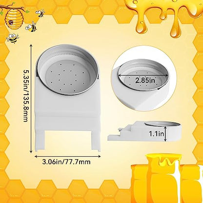 AOIT 6 Pack Front Bee Feeders for Hives Beehive, Entrance Feeder with Perforated Lids Fits Standard Mason Glass Jars Plastic Beehive Water Syrup Feeder Beekeeping Equipment