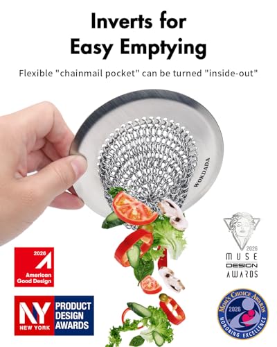 Sink Drain Strainer, Reversible Easy Clean Mesh Sink Strainer with 304 Stainless Steel, Wokdada Revolutionary Anti-Rust Large Kitchen Sink Strainer Food Catcher for Garbage Disposal Without Clogging - color: Silver Silver Silver Silver