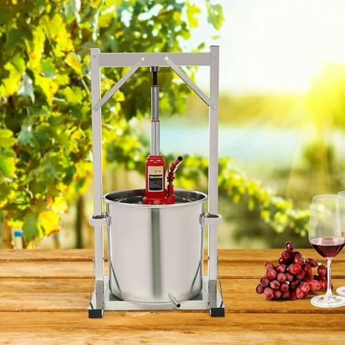 22L/5.8GAL Capacity Master Fruit Apple Cider Wine Manual Press,Stainless Steel Cider Press with Hydraulic for Cider, Grape Wine Making Supplies and Equipment~/