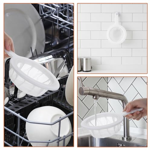 2 Pack Ultra Fine Nylon Mesh Strainer with Handle 120/200 Small Kitchen Colander Plastic Mesh Sieve for Filtering Yogurt Juice Milk Honey Coffee Matcha