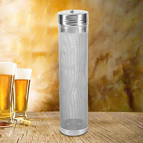 AUNMAS Beer Dry Filter, 300 Stainless Steel Homebrew Beer Wine Strainer Mesh Keg with Small Hanging Hoop for Home Beer Brewing Kettle, 11 x 2.7Inch