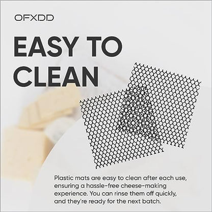 Cheese Drying Mat 5 Pcs - Plastic Cheese Making Mat - Cheese Ripening & Draining Mesh, Black, 7.87x7.87 Inches