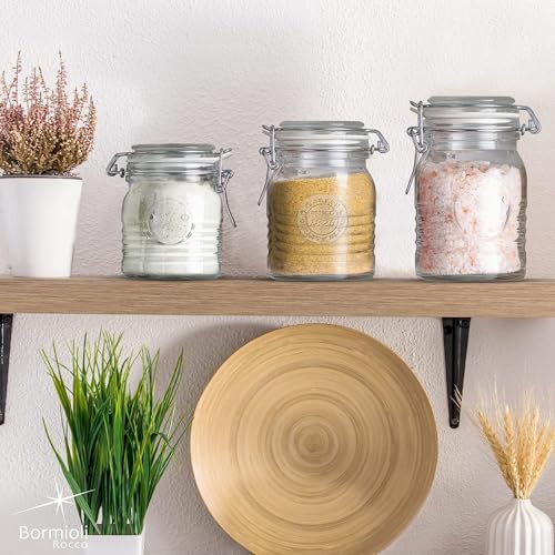 Bormioli Rocco Officina 1825 Clear Jar with Swing Top - Clear, Set of 3 - color: Officina Clear