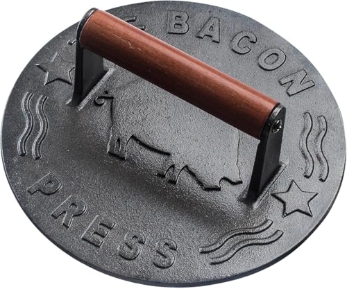Heavy-Duty Cast Iron Burger Press 7 Inch Round Burger Smasher, Grill Press for Cooking Burgers, Bacon, Sandwiches, Steak, Ground Beef, Meats, Sausages - size: 7" Bacon Press