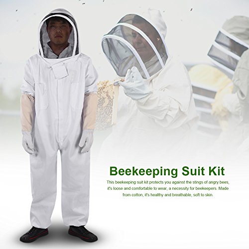 Beekeeping Suit Cotton Beekeeper Suit Kit with Ventilated Hood and Gloves 3 Pockets Full Body Coveralls in L for Backyard Beekeepers Bee Farm Visits and Work (XL)