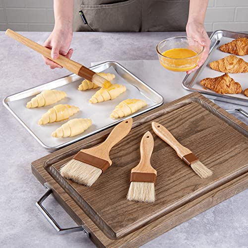 Pastry Tek Natural Wood Pastry / Basting Brush 4-Piece Set - with Boar Bristles - 1 count box - size: Set
