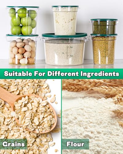 6QT NSF Round Food Storage Containers with Lids: 4 PCS [Total Food Grade][Hot&Cold Resistant] Dough Proofing Container for Pizza, Bread with Measuring Spoons Included(BPA FREE) (GREEN) - color: K4-6QT-4PCS-ROUND-GREEN