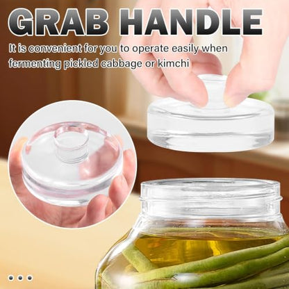 12Pcs Glass Fermentation Weights Kit for Beginners with Easy Grip Handle Transparent Pickle Glass Weights for Wide Mouth Mason Jars Pickles (Style 1) - color: Style 1