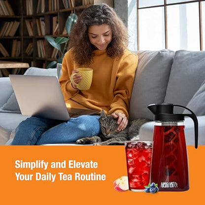 Tiesta Tea - Loose Leaf Iced Tea Pitcher, BPA-Free Tritan Plastic, Includes Multipurpose Nylon Mesh Infuser, Brew Hot & Cold, Leak-Proof Twist-On Lid, Dishwasher Safe, 1/2 Gallon Capacity - style: Pitcher(64 fl oz)