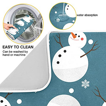 Super Absorbent Dish Drying Mat, Microfiber 23 Fast-Drying Dish Mat, 16" x 18", Kitchen Dish Drying Pad, Snowman Snowflake Cute Christmas Holidays… - color: Snowman Snowflake Cute Christmas Holidays, size: 16" x 18"