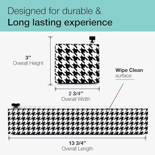 Chicwrap Houndstooth Refillable Plastic Wrap Dispenser - One 12" x 250' Roll of Professional Grade Plastic Wrap - BPA Free and Kosher Certified - Reusable Dispenser w/Slide Cutter - style: Houndstooth