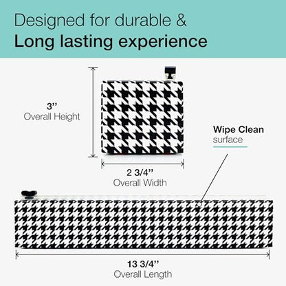 Chicwrap Houndstooth Refillable Plastic Wrap Dispenser - One 12" x 250' Roll of Professional Grade Plastic Wrap - BPA Free and Kosher Certified - Reusable Dispenser w/Slide Cutter - style: Houndstooth