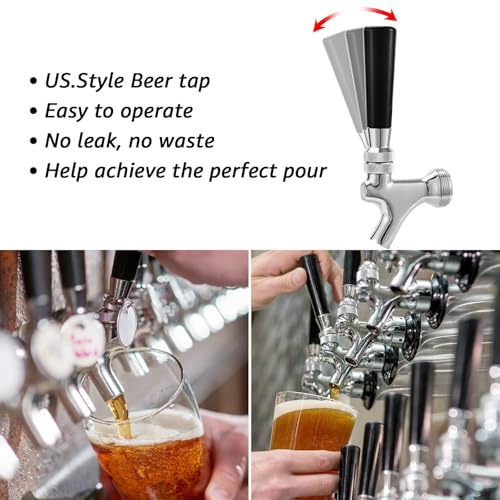 Draft Beer Faucet Shank Kit, Not Stick No Leak Brewing O.D 1/4" Beer Line Barb 1-1/2'' Beer Shank Stainless Steel Core Brass Body Kegerator Beer Tap Self-Closing Spring Spanner Wrench