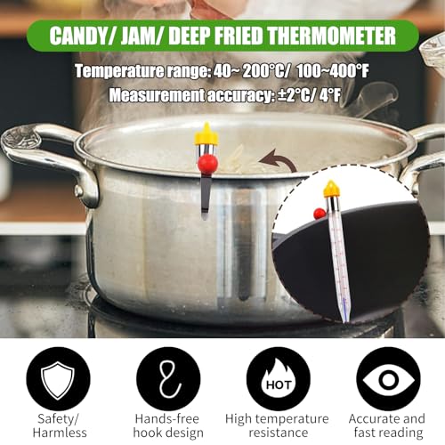 Candy Thermometer Deep Fry Thermometer with Pot Clip 2026 New Instant Read Glass Thermometer Candy, Fry, Jam, Sugar, Syrup, Jelly Thermometer Food Thermometer Kitchen Accessories for Home Cooking