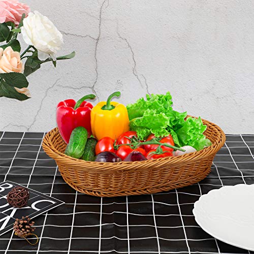 EUSOAR Wicker Basket, 12.2"x 7.9"x 2.8" 3pcs Tabletop Food Serving Baskets Trays, Bread Proofing Basket, Food Fruit Vegetables Sundries Storage Basket for Restaurant Bakery Family Party