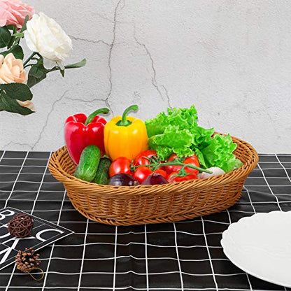 EUSOAR Wicker Basket, 12.2"x 7.9"x 2.8" 3pcs Tabletop Food Serving Baskets Trays, Bread Proofing Basket, Food Fruit Vegetables Sundries Storage Basket for Restaurant Bakery Family Party