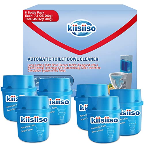 KIISIISO Toilet Bowl Cleaners 6 Bottles, Automatic Long-Lasting Toilet Bowl Cleaner Tablets in Bottle, for About 6 Months' Supply, Blue - size: 45 Ounce (Pack of 1)