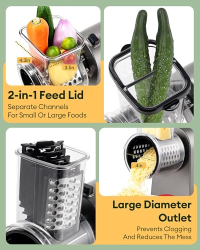 Upgraded 300W Electric Cheese Grater with 5 Stainless Steel Blades, Cheese Shredder Electric for Slicing, Shredding & Grinding Vegetables, Fruits and Nuts,Easy One-Touch - color: 5 Blades