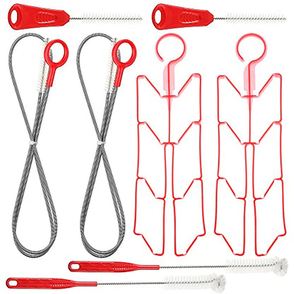 Patelai 8 in 1 Hydration Bladder Cleaning Kit Includes 3 Different Brushes and Drying Collapsible Bladder Frame, Water Reservoir Backpack Cleaning Kit - color: Red