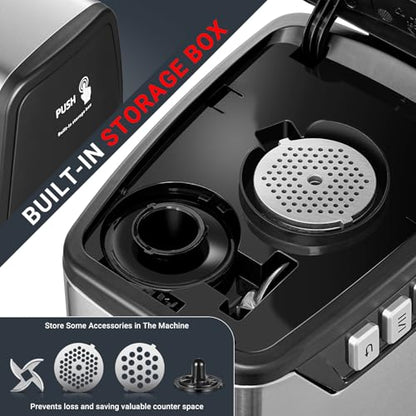 AAOBOSI #12 Meat Grinder, [3000W] 3 Speed Meat Grinder Heavy Duty: Built-in Storage Box, 2 Blades,4 Plates,3 Sausage Stuffers,Kibbe Kit,Meat Claw & Burger Press, for Home & Kitchen Use - color: Metal Sliver