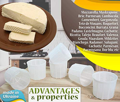 PetriStor 6 Pcs Soft Cheese Mold for Cheese Making 1.85QT - Cheese Making Mold - Cream Cheese Form Mold - Homemade Cheese Making Supplies - Molde para Queso Fresco Casero - Feta Cheese Making Basket