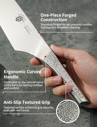 All Steel Chef Knife with Mirror Finish Blade, 8 inch German 1.4116 Steel Kitchen Knife, Anti-Slip Handle, Lightweight Cutting & Cooking Knife for Meat, BBQ & Daily Kitchen Use - style: All Steel Chef Knife
