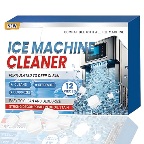 Ice Machine Cleaner Maker Descaler - 12 Clean Tablets for Ice Makers, Removes Hard Water & Mineral Buildup, Nickel Safe Scale Remover for All Ice Machines - Bulk 6 Month Supply