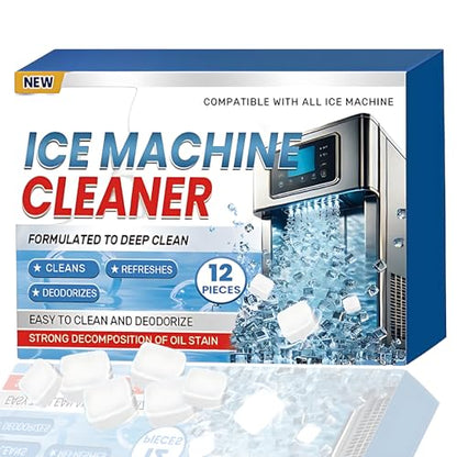 Ice Machine Cleaner Maker Descaler - 12 Clean Tablets for Ice Makers, Removes Hard Water & Mineral Buildup, Nickel Safe Scale Remover for All Ice Machines - Bulk 6 Month Supply