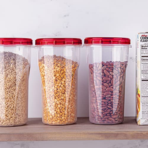 PLASTICPRO 48 Ounce Twist Top Deli Containers Clear bottom With Red Top Twist on Lids Reusable, Stackable, Food Storage Freezer Container Pack of 4 - color: Red