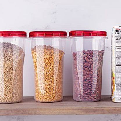 PLASTICPRO 48 Ounce Twist Top Deli Containers Clear bottom With Red Top Twist on Lids Reusable, Stackable, Food Storage Freezer Container Pack of 4 - color: Red