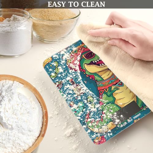 Blue Dinosaur Cactus Food Scale Kitchen Digital Scale Food Ounces and Grams Dieting Baking Cooking Waterproof Glass Panels LCD Display,4 Units Tare Function - color: Blue Dinosaur Cactus