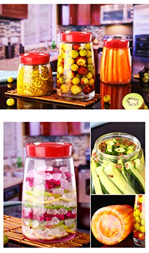 Tvoip Modern Fermenting Seal Storage Jar Transparent Glass Jars with Lid Kit/Honey Jam Fruit Cans Pickle Side Dish Tanks Tea Bottle Accessories (34OZ(1000ML)) - color: 34OZ(1000ML)
