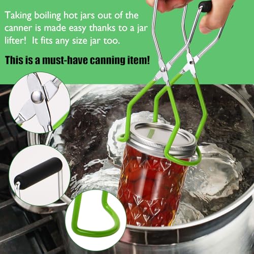 12-Pack Mason Jars 32 oz with Canning Supplies Starter Kit, Wide Mouth Pint Glass Jars with Lids, Jar Lifter Tongs,Funnel,6 in 1 Canner Tools Set for Canning, Pickling (32oz Jars with Tools)