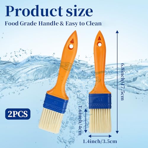 2-Pack Professional Pastry Brush for Kitchen & Grilling, High-Performance Basting Brush Set for Even Coating, Heat-Resistant Oil & Butter Brush for Baking, Seamless Glazing Tools for Meat, Bread