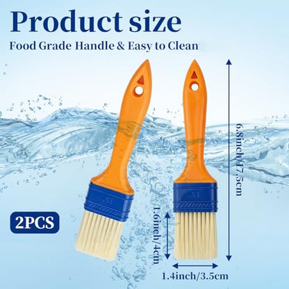 2-Pack Professional Pastry Brush for Kitchen & Grilling, High-Performance Basting Brush Set for Even Coating, Heat-Resistant Oil & Butter Brush for Baking, Seamless Glazing Tools for Meat, Bread