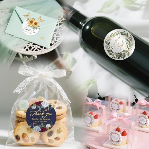 Custom Stickers Wedding Favors Personalized Labels for Business Logo 50-1000PCS Customized Vinyl Label Stickers Waterproof for Wedding Birthday Party