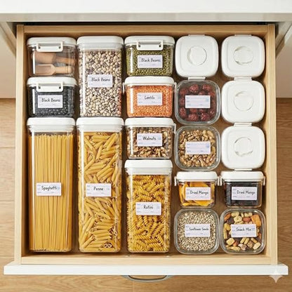 Food Storage Labels, 1 x 2 Inch, 1000 Pieces Removable Freezer Stickers, 2 Rolls