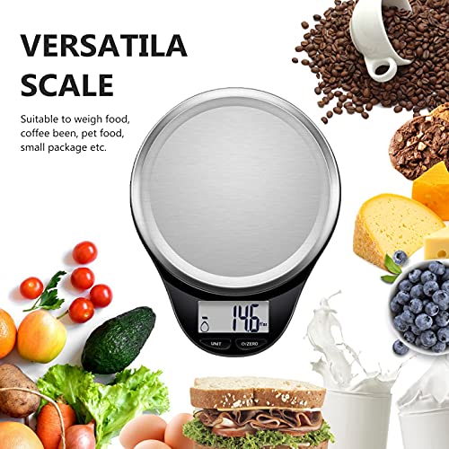 Food Scale, NUTRI FIT Digital Kitchen Scale Weight Grams and Ounces for Weight Loss, Accurate Cooking Baking Scale LCD Display Max 11lb 1g Increment with Wide Stainless Steel Platfrom, Black - color: State Black