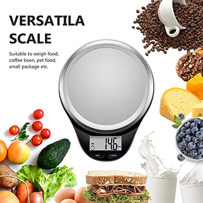 Food Scale, NUTRI FIT Digital Kitchen Scale Weight Grams and Ounces for Weight Loss, Accurate Cooking Baking Scale LCD Display Max 11lb 1g Increment with Wide Stainless Steel Platfrom, Black - color: State Black