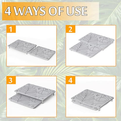 2PCS Nesting Stone Drying Mat for Kitchen Counter, Diatomaceous Earth Dish Drying Mat with Non-Slip Feet, Quick Dry Stone Mats Kitchen, Heat Resistant Stones Dish Dry Mats for Bottle Cup
