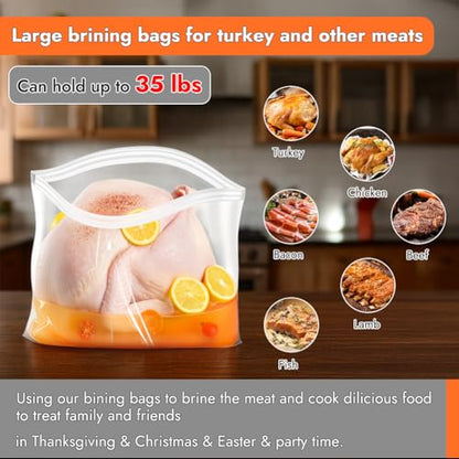 4 Pack Large Turkey Brine Bags | 26"×22" | Thickened Brining Bag | Holds up to 35lbs | Double Zippers Seal | Heavy Duty Brine Bags for Meat | Thanksgiving & Holiday Feast Essential - size: 4 Pack
