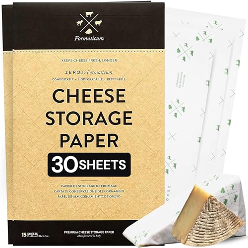 Formaticum 30-Pack Zero Cheese Storage Paper, Compostable, Biodegradable, and Plastic-Free Paper to Keep Cheese and Charcuterie Fresh, Kitchen Organization 9 x 13 Inches - size: 30-Pack-Sheets