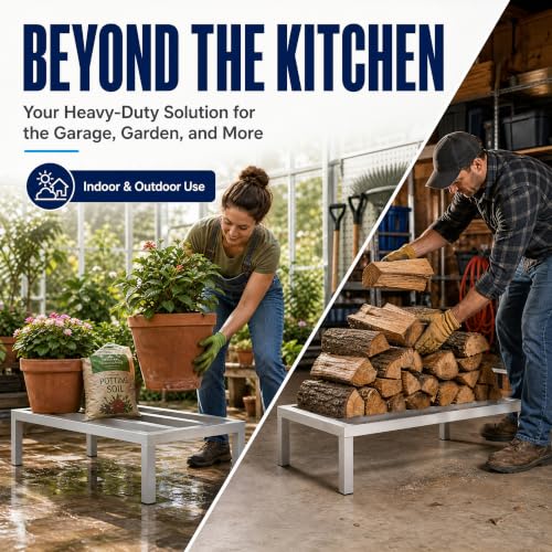 36" x 24" x 12" Aluminum Dunnage Rack – Heavy Duty Floor Storage Stand, NSF for Commercial Use - size: 36"W x 24"D x 12"H
