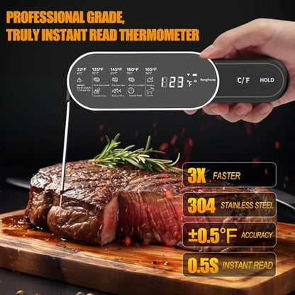 Smart Meat Thermometer Digital with Ultra-Fast 0.5 Sec Instant Read, Oven Safe for Grill, BBQ, Smoker, Candy