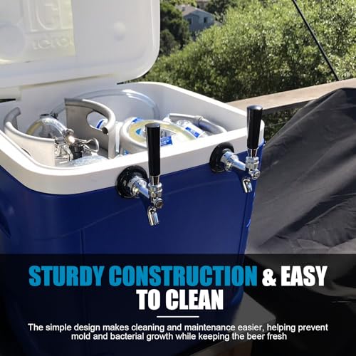 2Pcs Draft Keg Tap Beer Faucet, Stainless Steel Core Polished Brass Kegerator Faucets with Handle, Keg Faucet Fits American Standard Beer Shanks and Towers