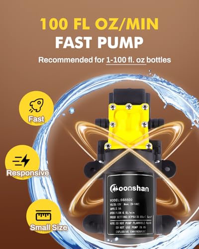Liquid Filling Machine 1-100 Fl Oz Bottle Filler Machine with Handheld Control Switch Intelligent Control Ports Diaphragm Pump Digital Control for Wine, Essence, Glass Detergent