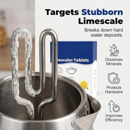 Multi-Purpose Limescale Remover Effervescent Tablets, Efficient Water Bottle Cleaning Tablet, Remove Limescale and Hardwater Stains, Odor-Free Kettle&Coffee Cup, for Kettle Shower Heads (2box) - color: 2box