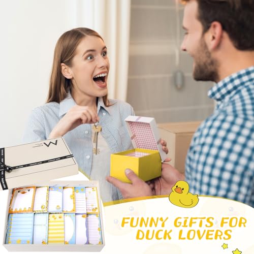Chiisong 12 Pcs Duck Lovers Sticky Notes Yellow Ducks Self Stick Note Pads Cartoon Animal Writing Memo Pad Office Party Favors Supplies for Home Party Decorations Christmas Small Gifts - style: Duck